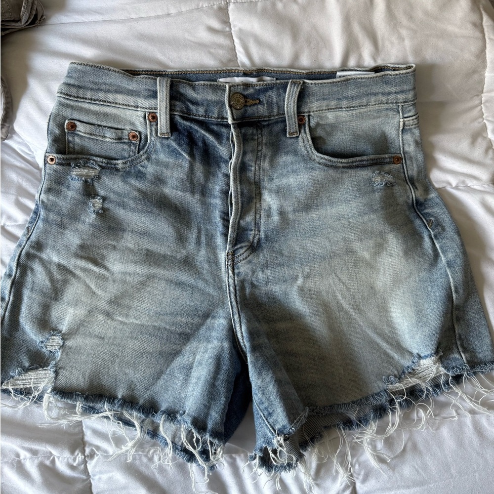 Casual Light Blue Distressed Jean Shorts